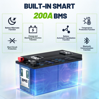 Cxeny 24V 300AH LiFePO4 Battery 8000+ Cycles Built-in Bluetooth 200A BMS