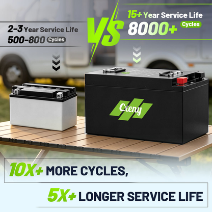 Cxeny 24V 300AH LiFePO4 Battery 8000+ Cycles Built-in Bluetooth 200A BMS