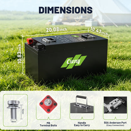 Cxeny 24V 300AH LiFePO4 Battery 8000+ Cycles Built-in Bluetooth 200A BMS