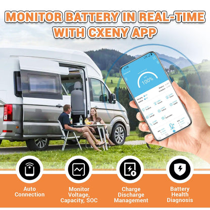Cxeny 24V 300AH LiFePO4 Battery 8000+ Cycles Built-in Bluetooth 200A BMS