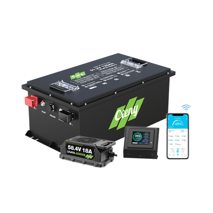 Cxeny 48V 125AH Lithium Golf Cart Battery 200A BMS Bluetooth With 18A Charger