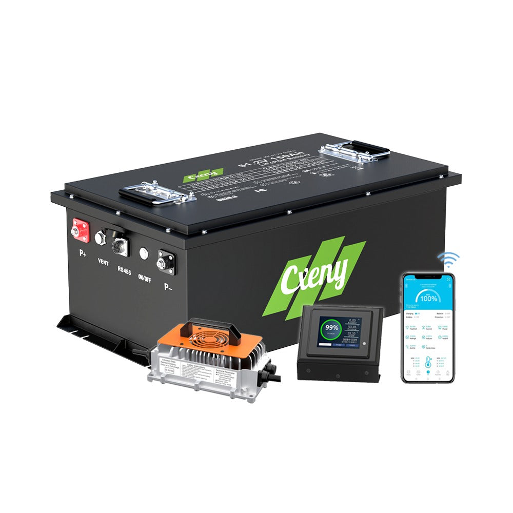 Cxeny 48V 150Ah 7680Wh Lithium Golf Cart Battery Bluetooth With 18A Charger
