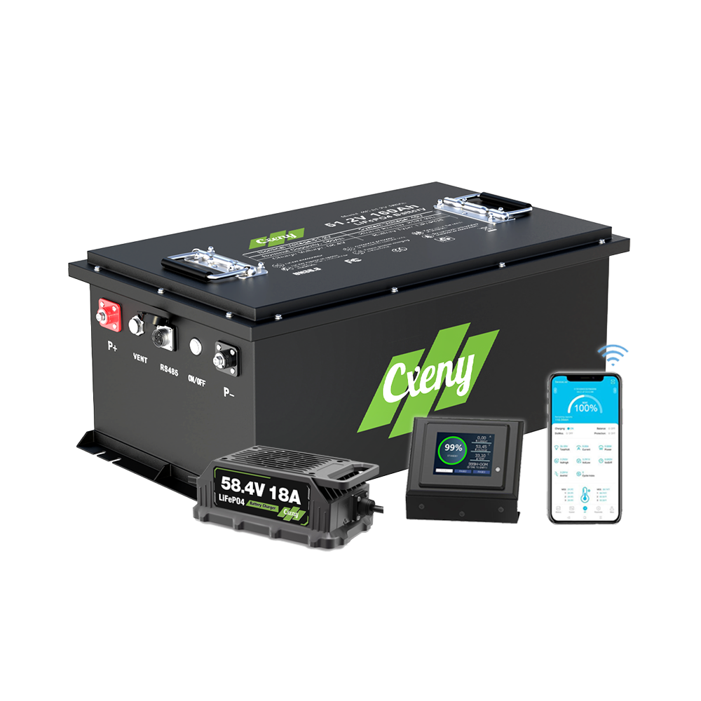 Cxeny 48V 160Ah Lithium Golf Cart Battery 200A Bluetooth BMS With 18A Charger