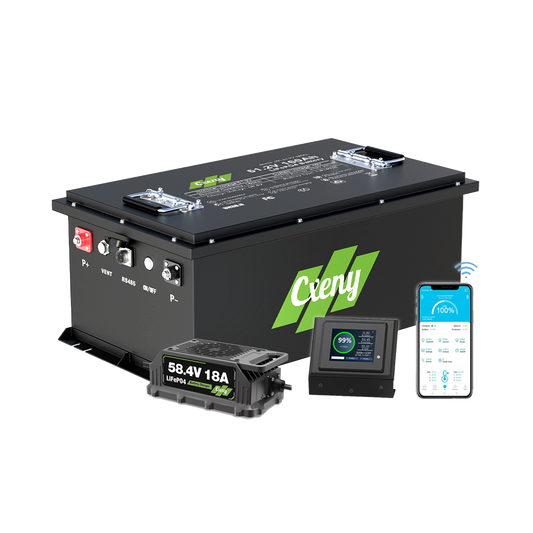 Cxeny 48V 160Ah Lithium Golf Cart Battery 200A Bluetooth BMS With 18A Charger