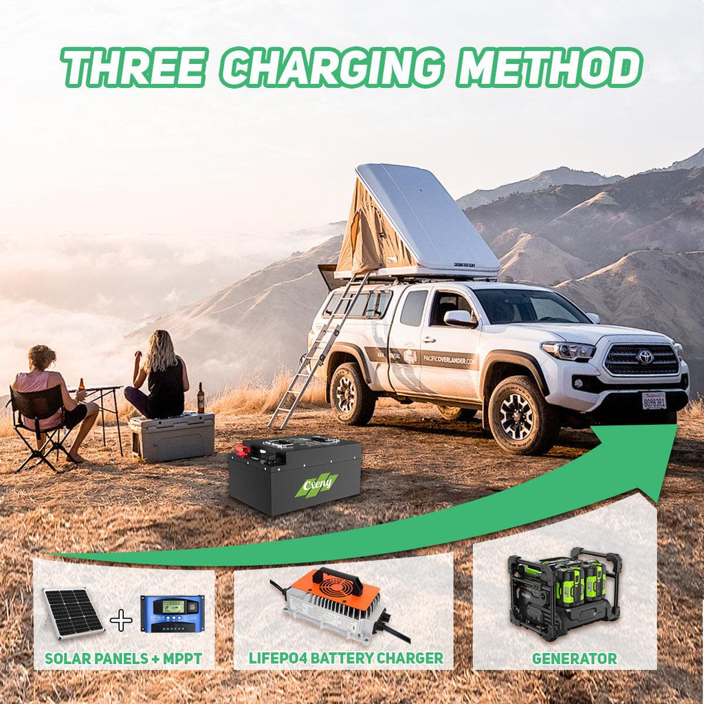 Cxeny 24V 200Ah Lithium Battery 5.12Kwh LiFePO4 8000+ Cycles Built-in 200A BMS