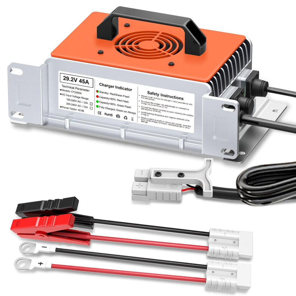 Cxeny 29.2V 45A Lithium Battery Charger IP65 Waterproof Multiple Safety Protection Features