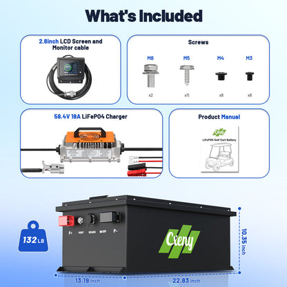 Accessories overview for CXENY 48V 150Ah lithium golf cart battery